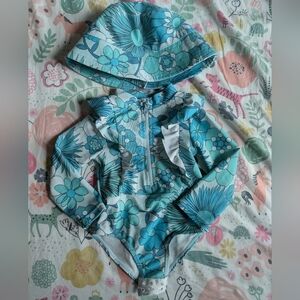 Jessica Simpson Blue and White Floral Baby Outfit